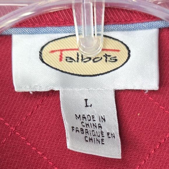 Talbots Vest Womens Large Red Sleeveless Denim Snap Up Collared Pocket EUC - Picture 3 of 6